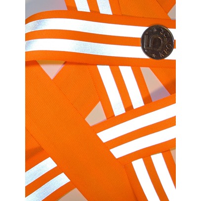 Reflexband i färg randigt orange 40 mm