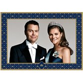 Victoria & Daniel förlovning halvbild blå ram