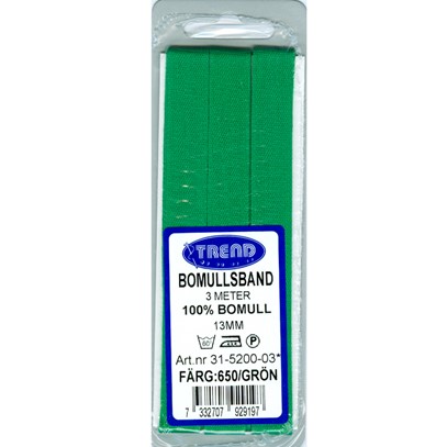 Bomullsband 13 mm Grön
