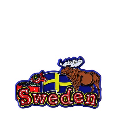 Kylskåpsmagnet Sweden Älg, dalahäst, flagga