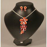 Halsband och örhänge orange blomma