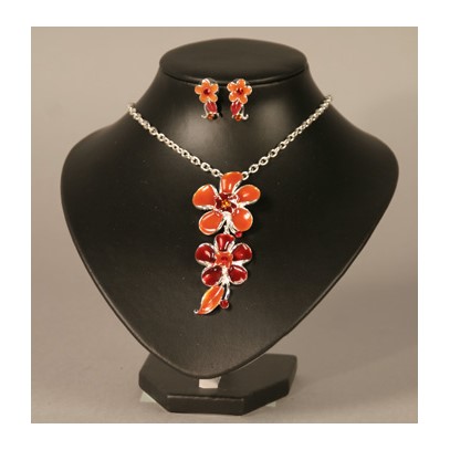 Halsband och örhänge orange blomma