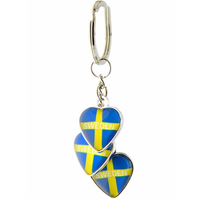 Nyckelring Tre hjärtan Sweden