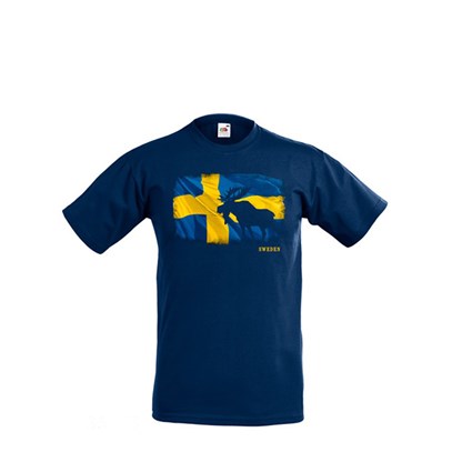 T-shirt Älg Svensk flagga/blå XL